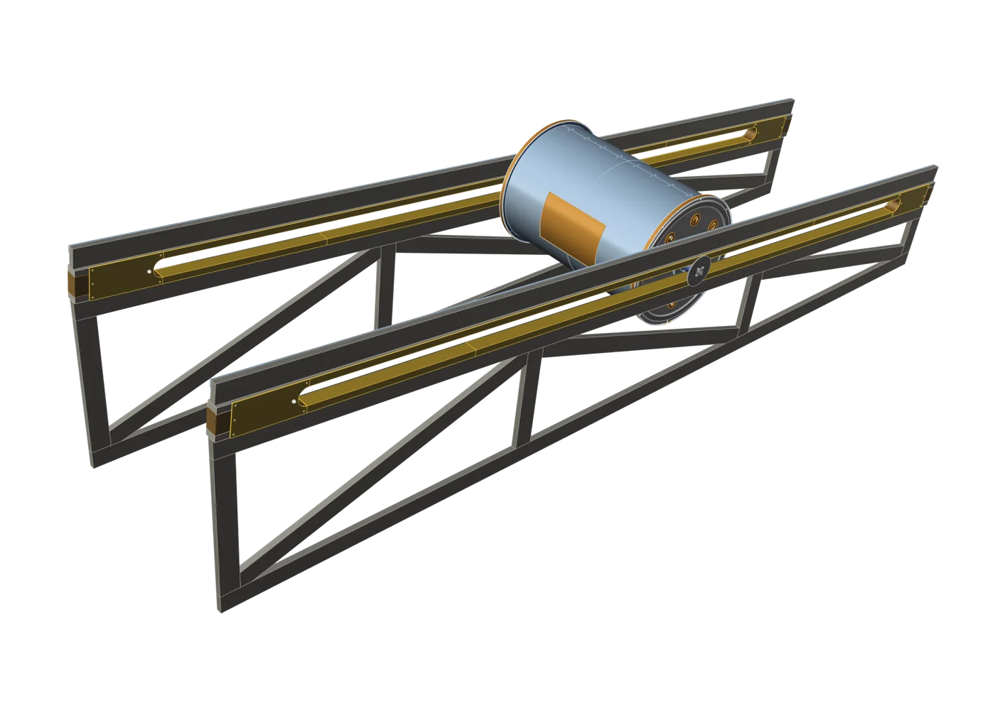 Render of the SwellGen module: a capsule riding a fixed twin rail